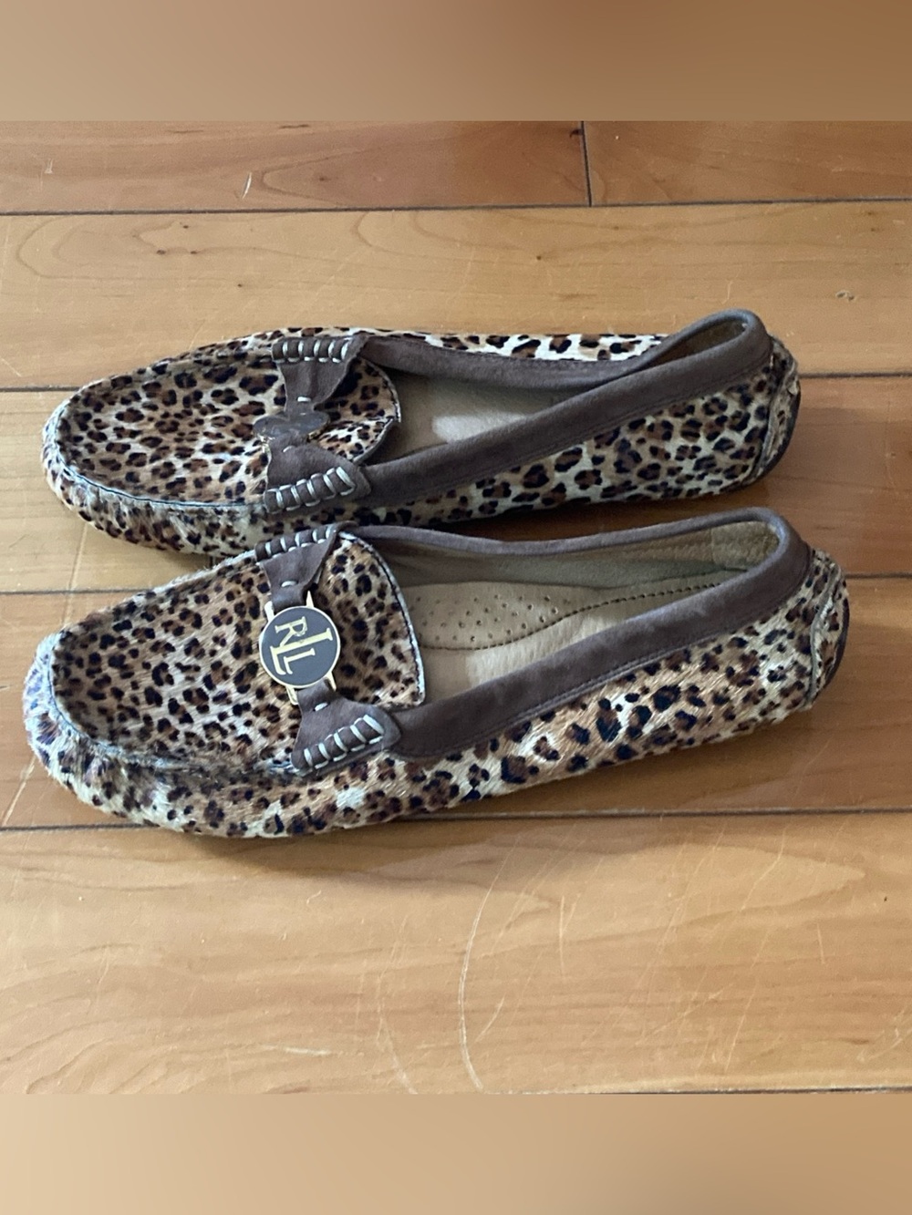 Ralph Lauren Leopard-Print calf hair Carley driving Moccasins women’s size 5.5B